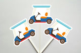 Golf Cupcake Toppers, Golfing Cupcake Toppers, Golf Cart Cupcake Toppers