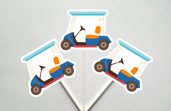 Golf Cupcake Toppers, Golfing Cupcake Toppers, Golf Cart Cupcake Toppers