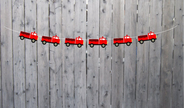 Firetruck Garland, Firetruck Banner, Firetruck Party Banner, Firetruck Decorations, Firetruck Party Sign