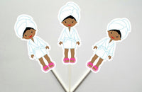Spa Birthday Cupcake Toppers - Spa Party Cupcake Toppers - Spa Cupcake Toppers (6517258A)