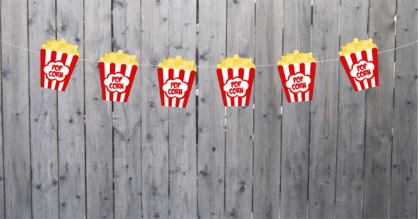 Movie Party Garland, Movie Party Banner, Popcorn Banner, Popcorn Garland, Photo Prop (22817107P)