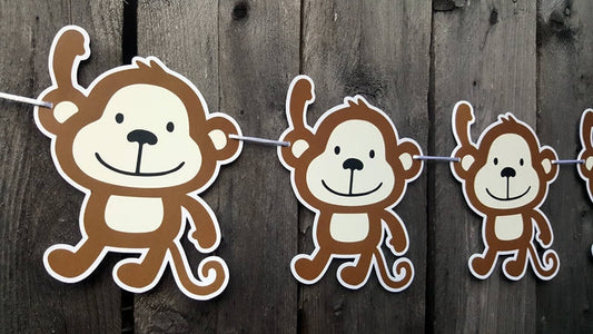 Monkey Banner, Monkey Garland, Monkey Birthday Banner, Monkey Baby Shower Banner, Monkey Nursery Decoration, Monkey Photo Prop