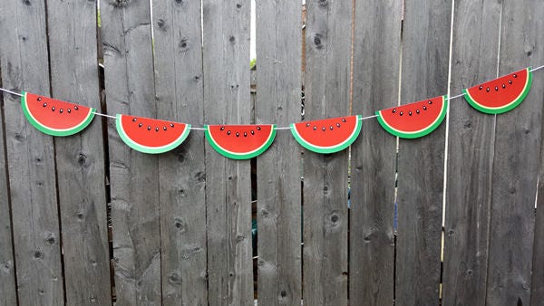 Watermelon Garland, Watermelon Banner, Watermelon Decoration, Fruit Banner,  Fruit Garland, Barbecue Party