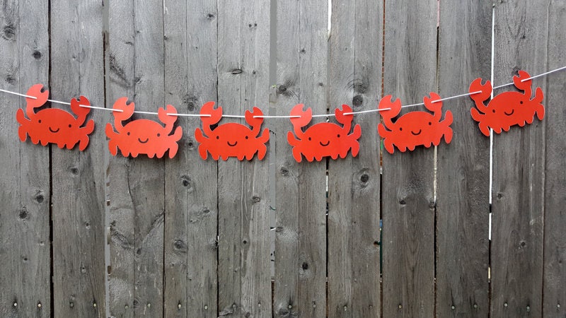 Crab Banner, Crab Garland, Under the Sea Party Decorations, Under the Sea Banner, Under the Sea Garland, Under the Sea Birthday, Photo Prop