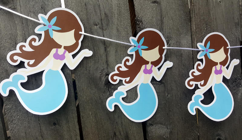 Mermaid Garland, Mermaid Banner, Mermaid Decorations, Mermaid Birthday Banner, Mermaid Party Banner, Mermaid Decorations