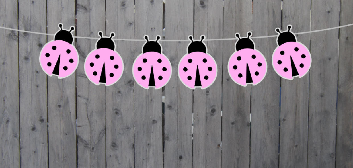 Pink Ladybug Banner, Pink Ladybug Garland, Pink Ladybug Decoration, Pink Ladybug Baby Shower, Pink Ladybug Birthday, Pink Ladybug Photo Prop