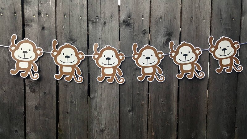 Monkey Banner, Monkey Garland, Monkey Birthday Banner, Monkey Baby Shower Banner, Monkey Nursery Decoration, Monkey Photo Prop