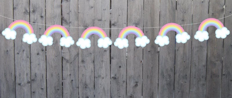 Pastel Rainbow Garland, Pastel Rainbow Banner, Rainbow Sign, Rainbow Birthday, Rainbow Party, Rainbow Decorations, Rainbow Baby Shower