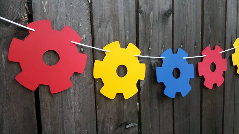 Gears Garland, Gears Banner, Gears Party Banner, Robot Banner, Robot Garland, Robot Banner