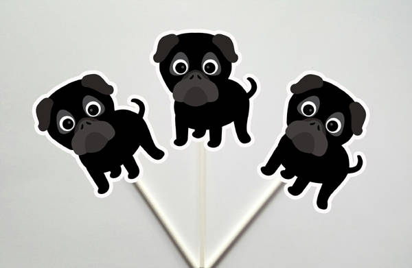 Black Pug Goody Bags, Pug Favor Bags, Pug Favor Bags, Puppy Bags