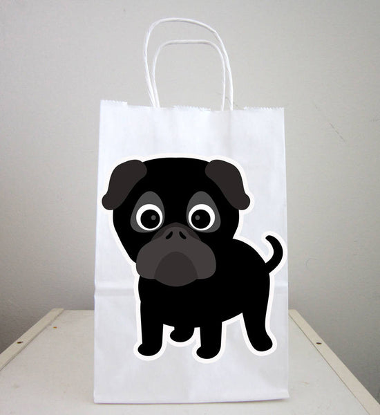 Black Pug Goody Bags, Pug Favor Bags, Pug Favor Bags, Puppy Bags