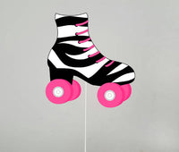 Roller Skate Cupcake Toppers - Pink and Black Zebra Print