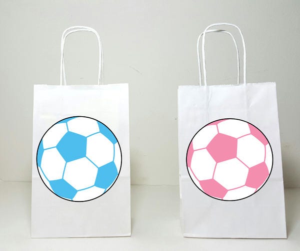 Soccer Ball Goody Bags, Soccer Ball Favor Bags, Soccer Party Bags, Blue Soccer Ball, Pink Soccer Ball, Soccer Gender Reveal