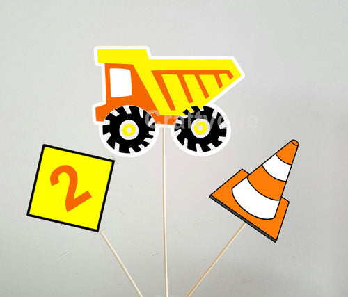 Dump Truck Cupcake Toppers, Construction Party Cupcake Toppers