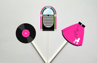 50's Cupcake Toppers, Poodle Skirt Cupcake Toppers, Jukebox Cupcake Toppers
