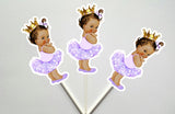 Princess Baby Shower Cupcake Toppers - Princess Cupcake Toppers, Lavender Gold Cupcake Toppers, Ballerina Cupcake Toppers 37181227P