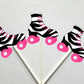 Roller Skate Cupcake Toppers - Pink and Black Zebra Print