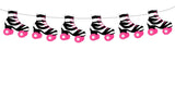 Roller Skate Cupcake Toppers - Pink and Black Zebra Print