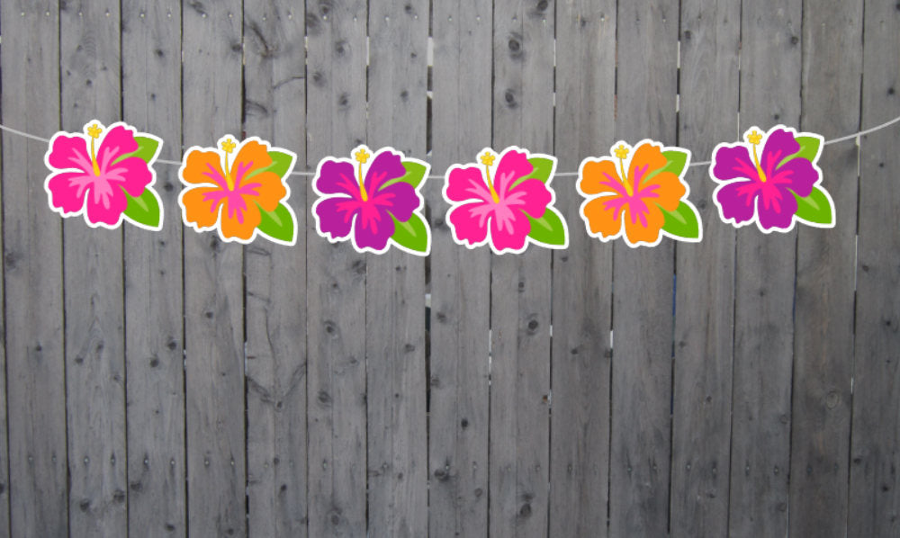 Hibiscus Garland, Luau Banner, Luau Garland, Hawaii Banner, Hawaii Garland, Wedding Banner
