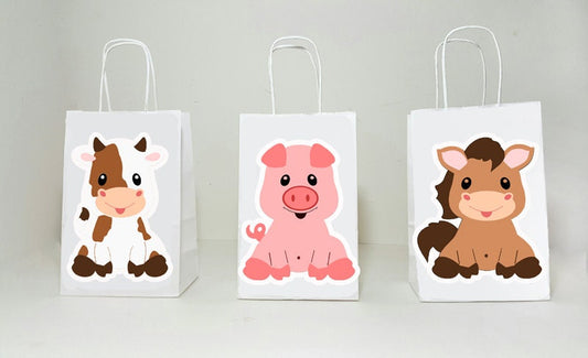 Cow Goody Bags, Horse Goody Bags, Pig Goody Bags, Farm Animal Goody Bags - Farm Birthday Party, farm centerpieces, balloon centerpiece bags