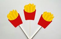 French Fries Cupcake Toppers, French Fries Party Cupcake Toppers, Fast Food Cupcake Toppers