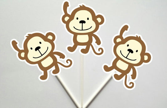 Monkey Cupcake Toppers, Monkey Baby Shower, Monkey Birthday