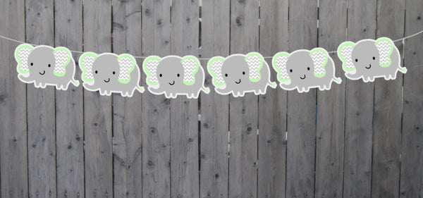Mint and Grey Elephant Garland, Elephant Banner, Baby Shower Banner, Photo Prop, Elephant Birthday, Elephant Party, Elephant Nursery
