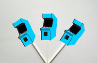 Arcade Cupcake Toppers, Arcade Game Cupcake Toppers, Video Game Cupcake Toppers - Gaming Cupcake Toppers, 80's cupcake toppers, Blue Arcade