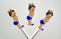 Prince Baby Shower Cupcake Toppers - Royal Prince Cupcake Toppers with Gold Crowns 91718127P