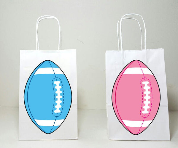 Football Goody Bags, Football Favor Bags, Football Gift Bags, Football Gender Reveal Party Bag, Gender Reveal, Pink Football, Blue Football