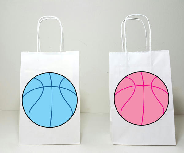 Basketball Goody Bag, Basketball Favor Bag, Basketball Gift Bag, Basketball Gender Reveal, Blue Basketball, Pink Basketball