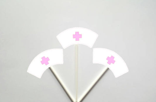 Nurse Hat Cupcake Toppers, Nurse Cupcake Toppers, Nurse Birthday, Nurse Party, Nurse Decorations