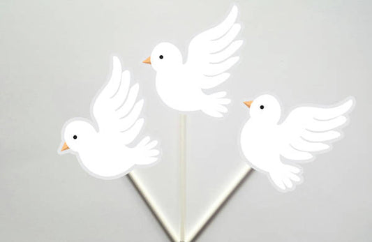 Dove Cupcake Toppers, Wedding Cupcake Toppers, Dove Decorations