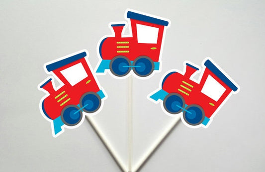 Train Cupcake Toppers, Train Birthday Party Cupcake Toppers