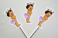 Princess Baby Shower Cupcake Toppers - Princess Cupcake Toppers, Lavender Silver Cupcake Toppers, Ballerina Cupcake Toppers - 4919147P