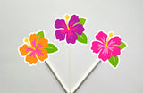 Hibiscus Cupcake Toppers - Beach Cupcake Toppers - Beach Party Cupcake Toppers, Hibiscus Flower, Wedding Cupcake Toppers