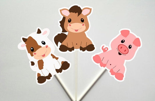 Farm Animal Cupcake Toppers, Farm Birthday Cupcake Toppers, Animal Cupcake Toppers