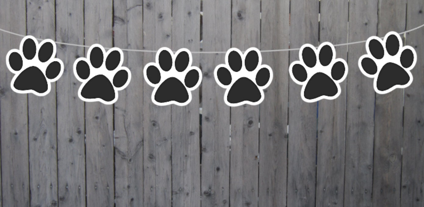 Paw Print Garland, Paw Print Banner, Puppy Party Banner, Dog Party Banner