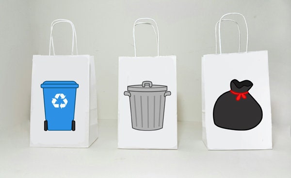 Recycle Bin, Trash Can, Garbage Bag BAGS, Garbage Truck Goody Bags, Garbage Truck Birthday, Garbage Truck Party, Recycling Party Bags