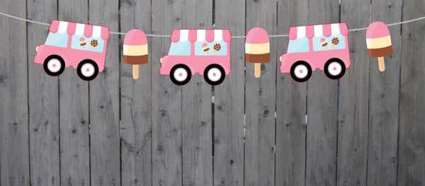 Ice Cream Truck Banner, Ice Cream Truck Garland, Ice Cream Garland, Ice Cream Banner, Ice Cream Photo Prop