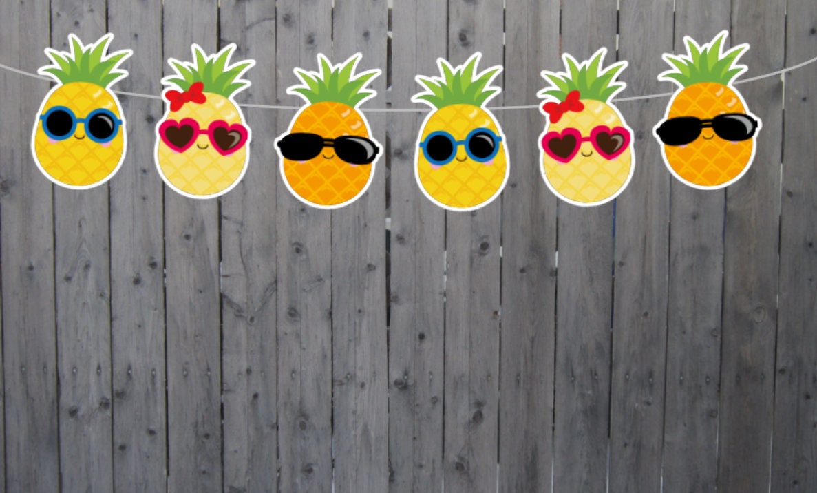 Pineapple Garland, Pineapple Banner, Tiki Banner, Aloha Banner, Hawaii Banner, Tropical Banner