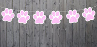 Paw Print Garland, Paw Print Banner, Puppy Party Banner, Dog Party Banner, Pink Paw Print