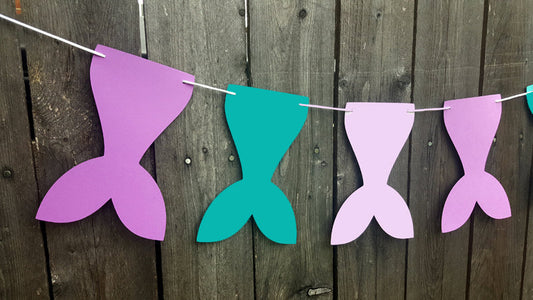 Mermaid Tail Banner, Mermaid Tail Garland, Mermaid Party Garland, Mermaid Banner, Purple and Turquoise, Purple and Teal