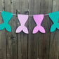Mermaid Tail Banner, Mermaid Tail Garland, Mermaid Party Garland, Mermaid Banner, Purple and Turquoise, Purple and Teal
