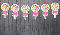 Lollipop Pink Bow Garland, Lollipop Banner, Candy Garland, Candy Bar Banner, Candy Birthday, Candy Decoration, Candy Buffet, Photo Prop