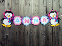 PENGUIN GIRL Garland, Penguin Garland, Penguin Banner, Penguin Party Supplies, Penguin Decorations, Penguin Party, Photo Prop, Backdrop