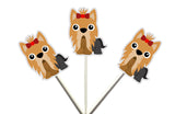Yorkie Terrier Cupcake Toppers, Yorkie, Puppy Party Cupcake Toppers, Dog Cupcake Toppers, Puppy Birthday, Terrier Cupcake Toppers