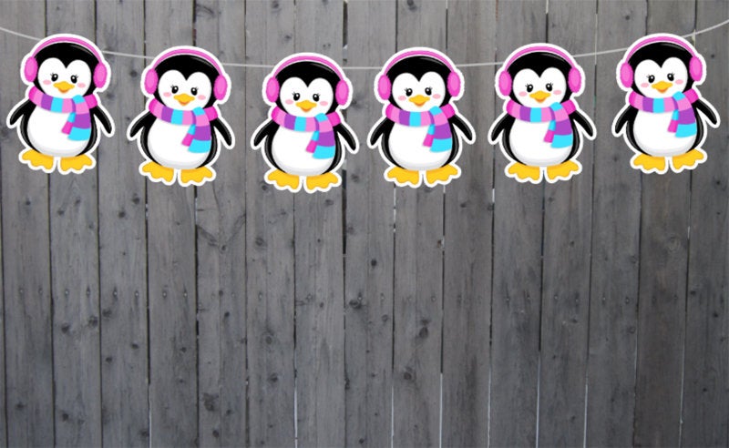 PENGUIN GIRL Garland, Penguin Garland, Penguin Banner, Penguin Party Supplies, Penguin Decorations, Penguin Party, Photo Prop, Backdrop