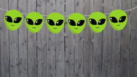 Alien Head Garland, Alien Head Banner, Alien Face Garland, Alien Face Banner, UFO Birthday, Alien Birthday, Alien Party, Alien Decorations