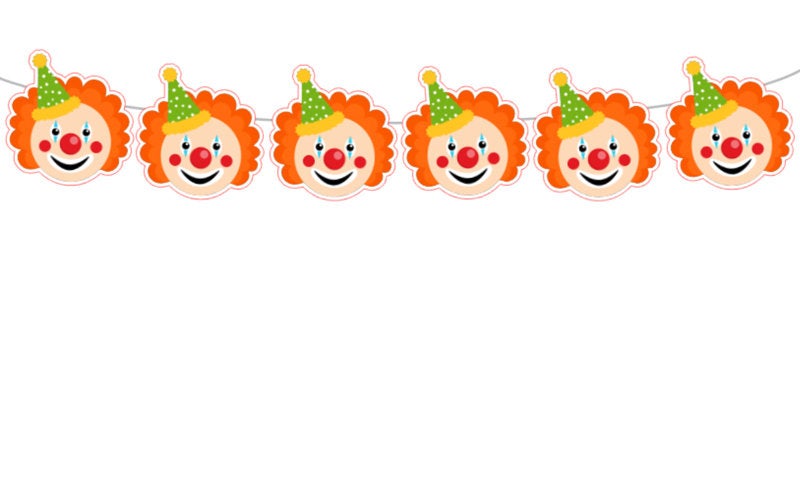 Clown Face Garland, Clown Banner, Circus Birthday, Circus Banner, Circus Garland, Circus Birthday. Circus Baby Shower